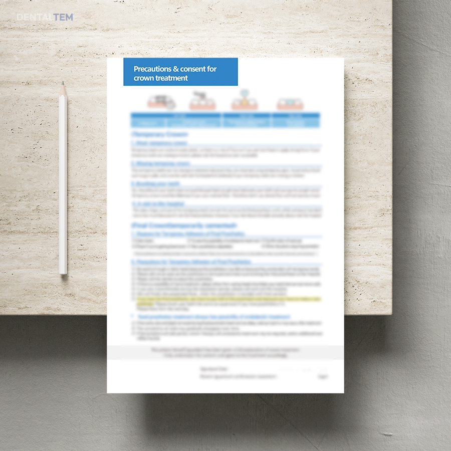 크라운 치료 시 주의사항 및 동의서 (영문)